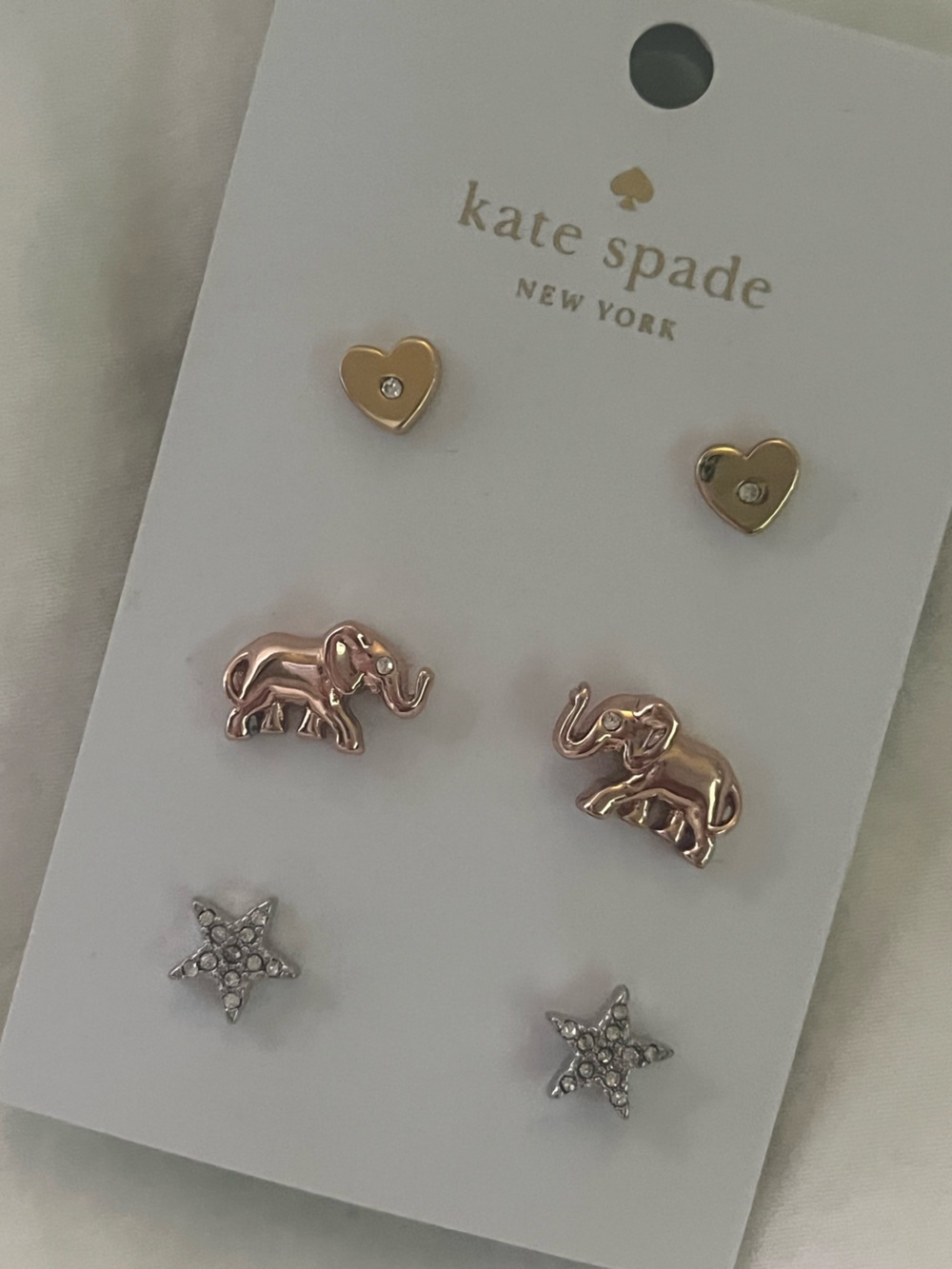 Kate spade hearts/elephant/starts earrings